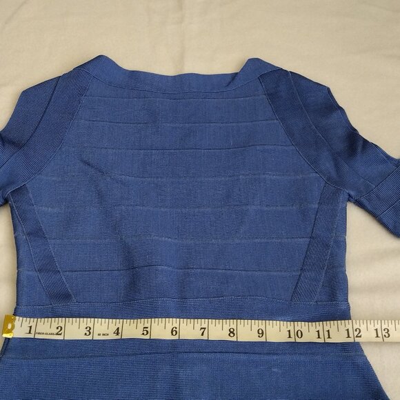 Rachael G Stretch Dress with Short Sleeves, Blue, Size S. - Picture 4 of 12